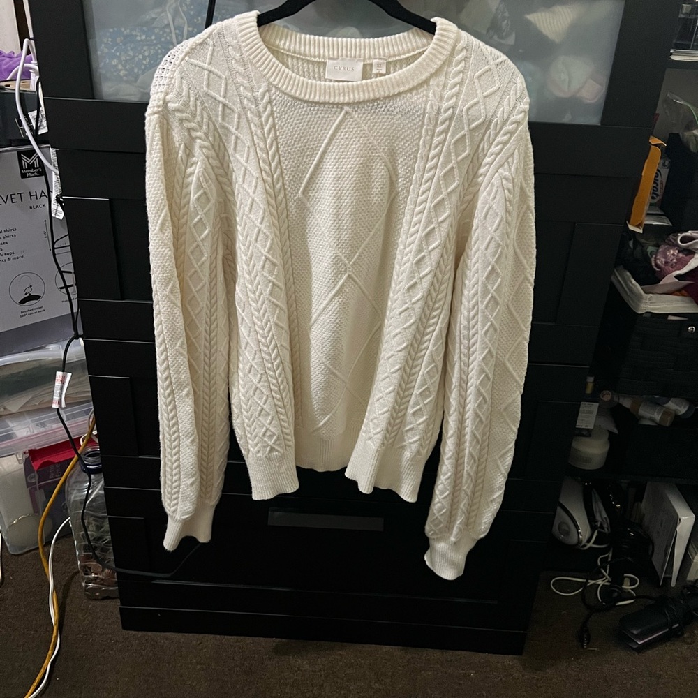 Cozy White Cable Knit Sweater